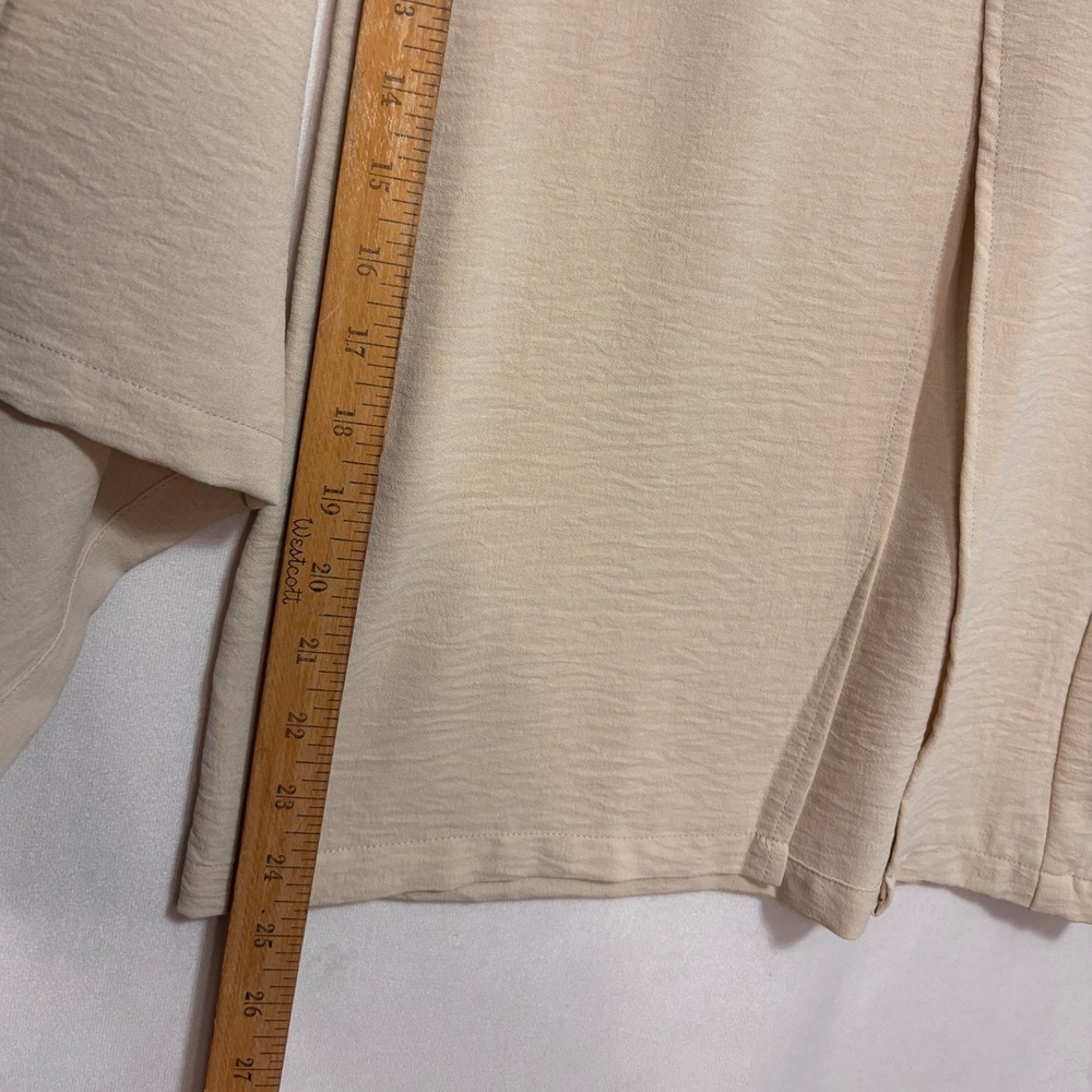Grace Karin Wide Leg Palazzo Pants Beige Wrap Tie Waist Split Hem Boho Beachy L - Picture 9 of 9